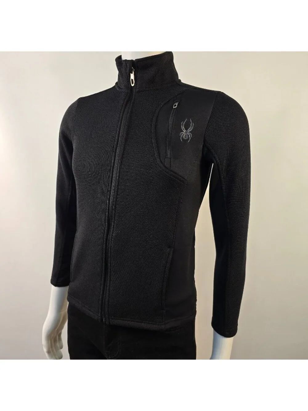Spyder Youth Boys Raider Full Zip Sweater Black Youth Large Sz 14/16
